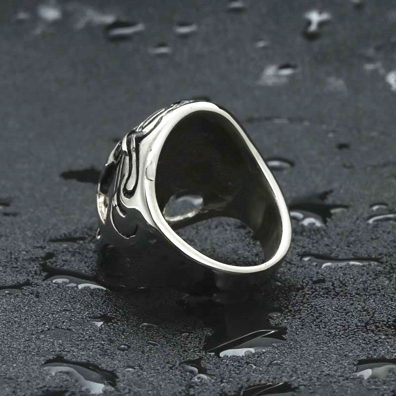 Titanium Steel Skull Ring for Men - Retro Punk Jewelry Direct from Manufacturer