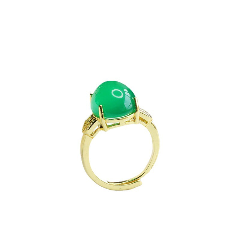 Green Chalcedony Sterling Silver Ring - Fortune's Favor