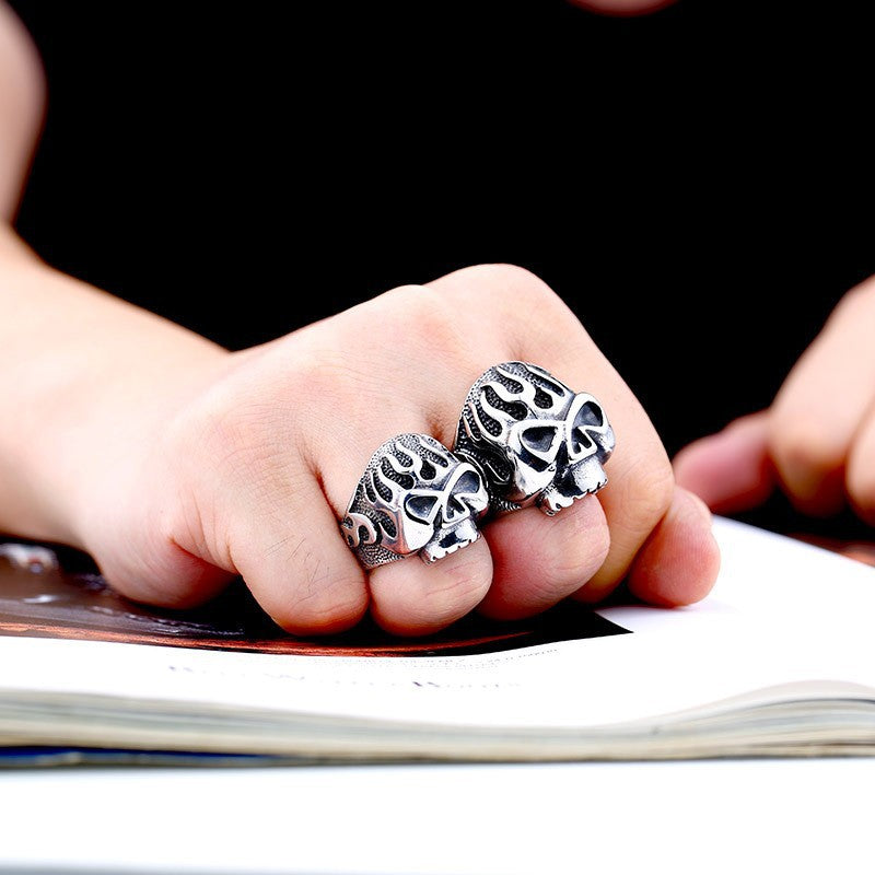 Punk-Inspired Stainless Steel Ghost Skull Ring for Men - Wholesale European and American Style