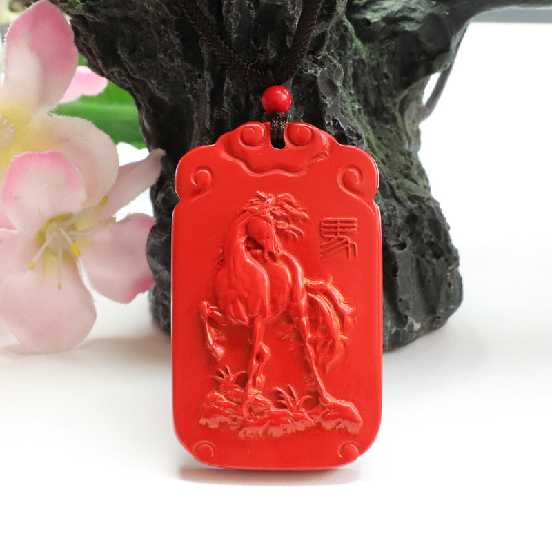 Red Sand Jewelry Featuring Good Luck Horse Brand Pendant Made with Vermilion Sand