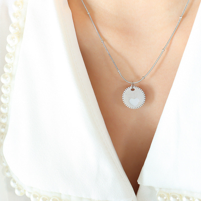 Elegant White Sea Shell Heart Pendant Necklace with 18k Gold Chain