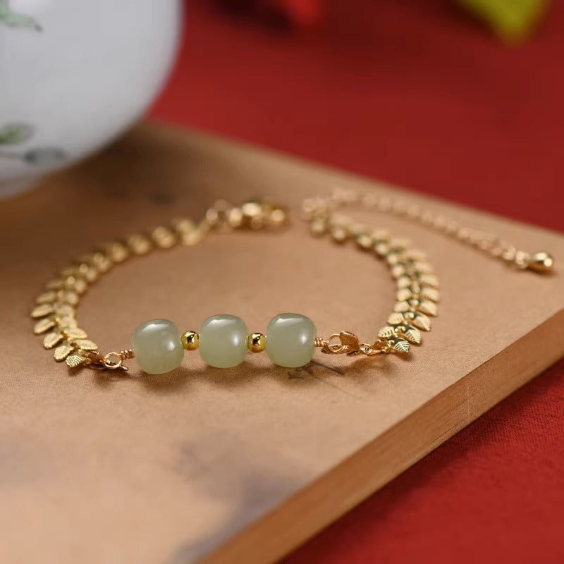 Jade Wheat Ear Bracelet with Sterling Silver - Fortunate Find