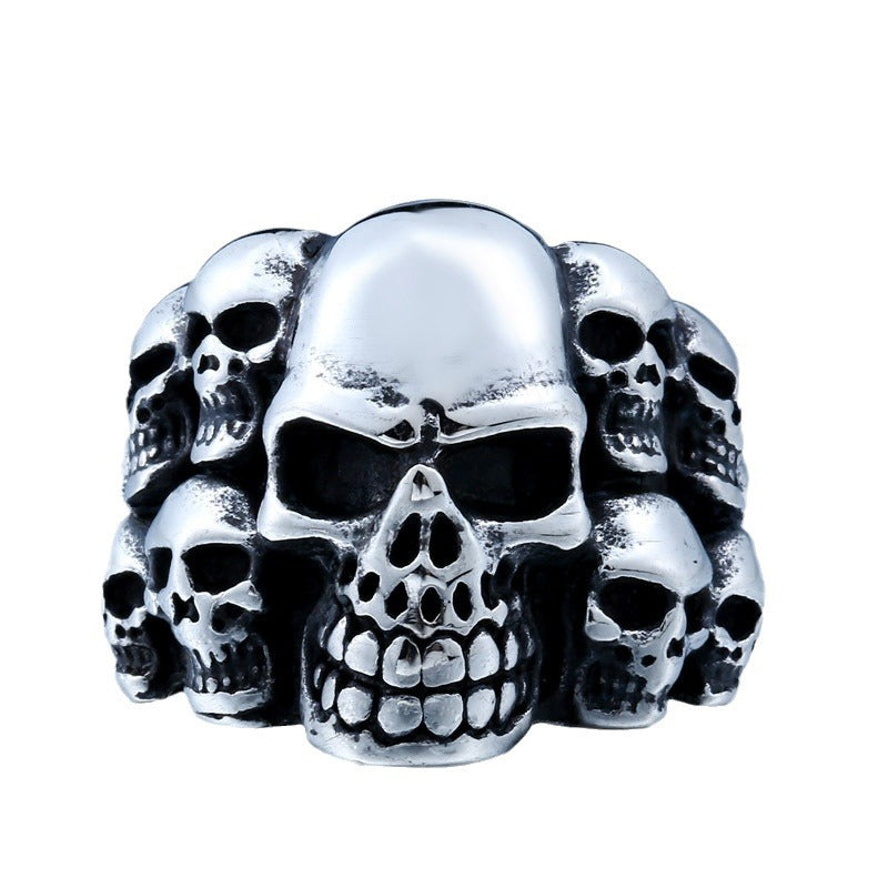 Personalized Retro Skull Ring in Titanium Steel for Men - Wholesale Punk Style Jewelry