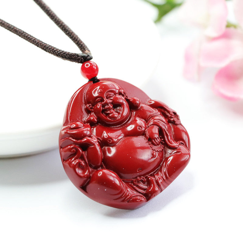 Serenity Buddha Jewelry - Sterling Silver Cinnabar Stone Pendant