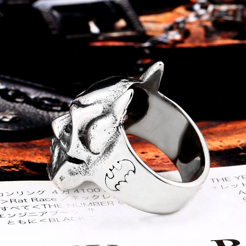 Bold Punk-Inspired Titanium Steel Ring for Men - Unique Retro Style