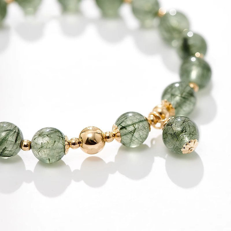 Green Hair Crystal Bracelet with Sterling Silver - Elegant Jewelry Gift for Girlfriend's Birthday