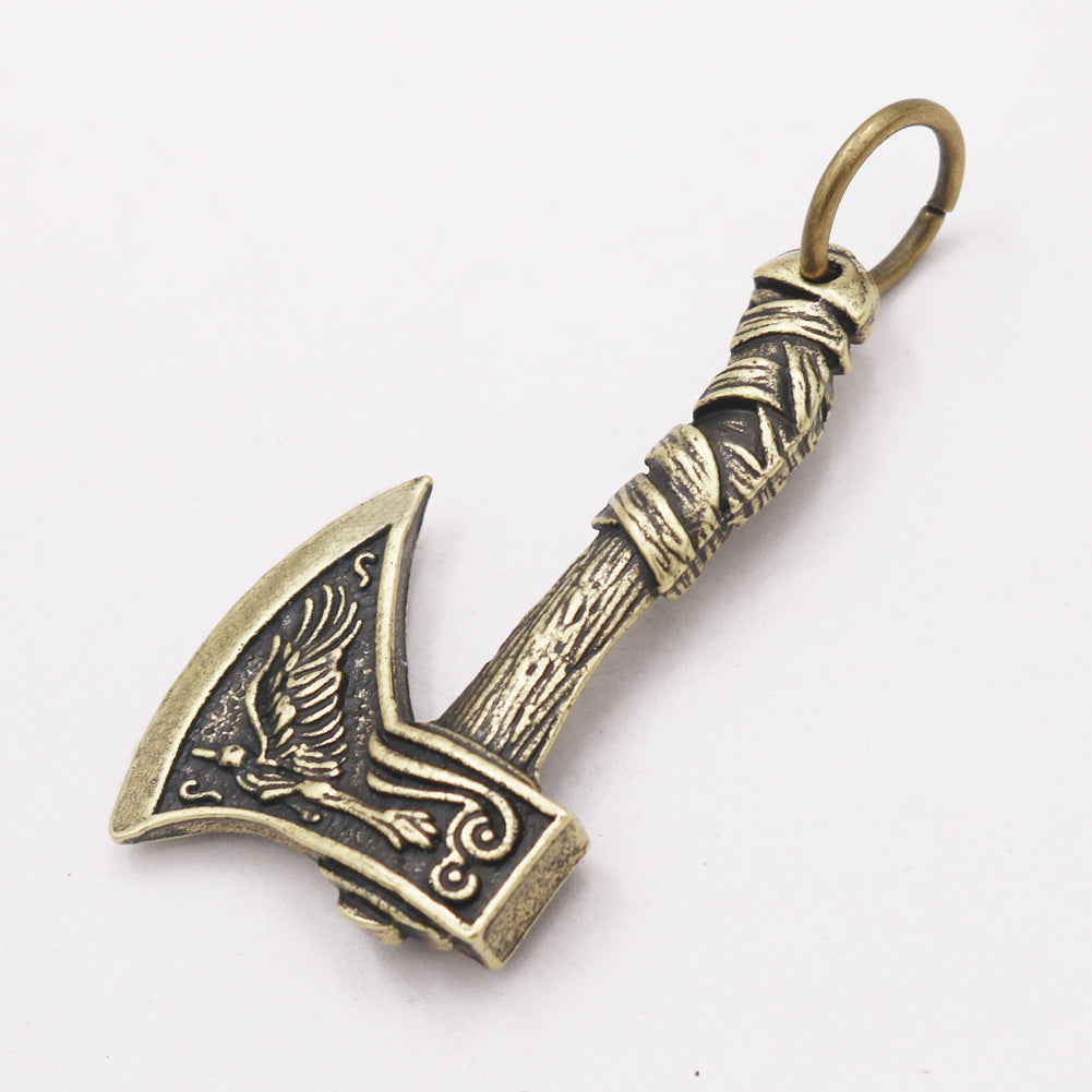 Viking Celtic Wolf Crow Double-sided Axe Pendant - European & American Men's Fashion Accessory