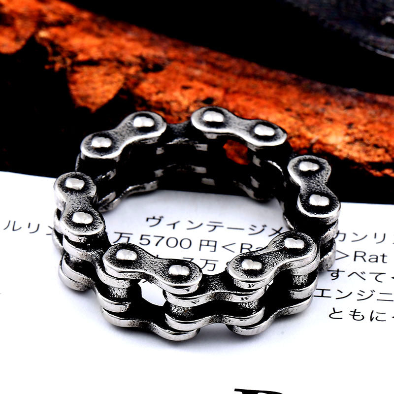 Retro-Inspired Stainless Steel Chain Ring for Men - Trendy European and American Hollow Titanium Jewelry