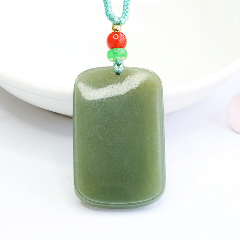 Natural Hetian Jade Necklace Pendant in Sterling Silver