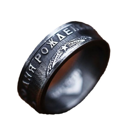 Custom Vintage Titanium Steel Men's Anniversary Ring - Wholesale Stainless Steel Jewelry for Him