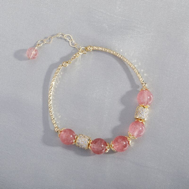 Retro Strawberry Crystal Zircon Sterling Silver Bracelet from Planderful Collection