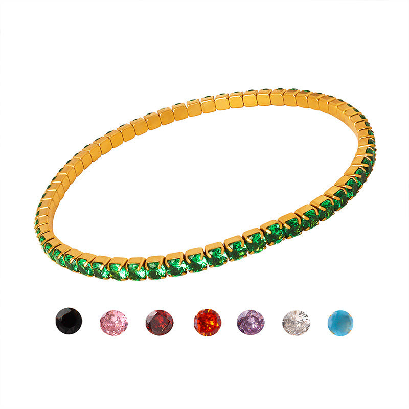 Luxurious Zircon-Adorned Titanium Steel Gold-Plated Bracelet for Women