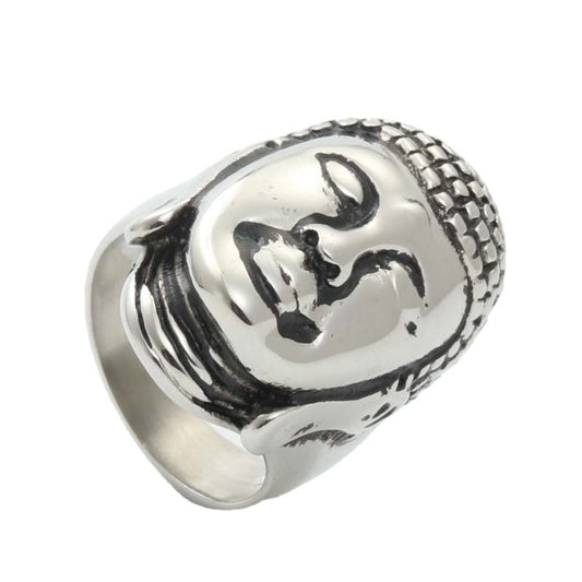 Sakyamuni Buddha Titanium Steel Ring - Stylish Retro Punk Jewelry for Men, Direct from Manufacturer