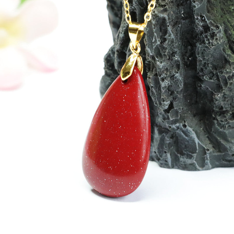 Cinnabar Pendant Purple Gold Sand Water Drop Pendant Jewelry