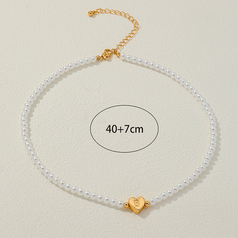 Cold Style Pearl Letter Pendant Clavicle Chain Necklace from Planderful Vienna Verve Collection