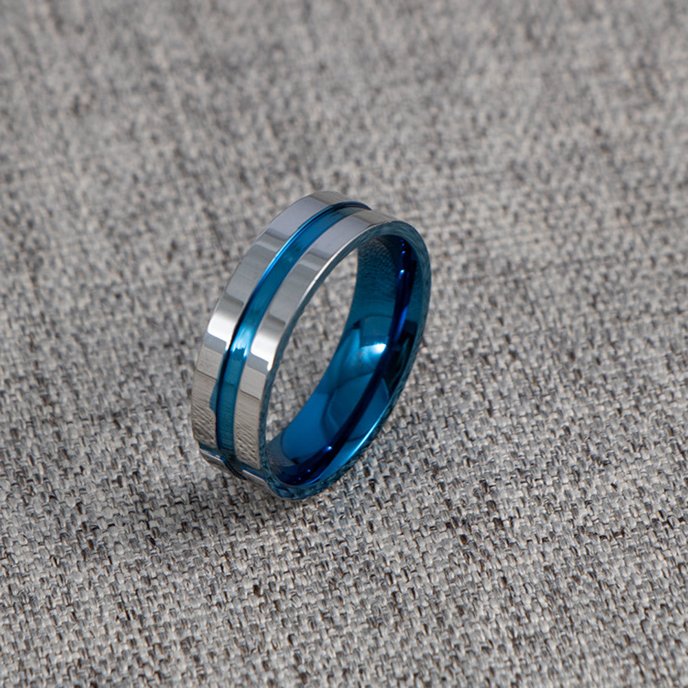 Personalized Stainless Steel Bottle Opener Ring - Fashionable Korean Edition Tail Ring for Men in Blue, Sizes 8-13