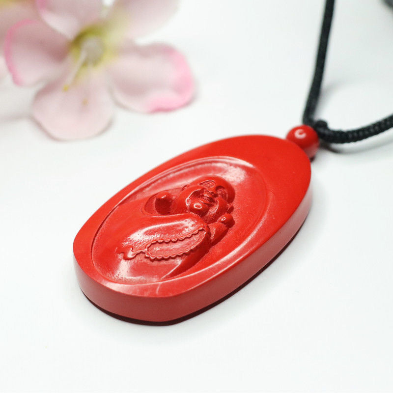 Cinnabar Maitreya Buddha Pendant Red Sand Pendant