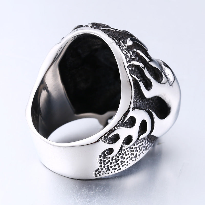 Punk-Inspired Stainless Steel Ghost Skull Ring for Men - Wholesale European and American Style