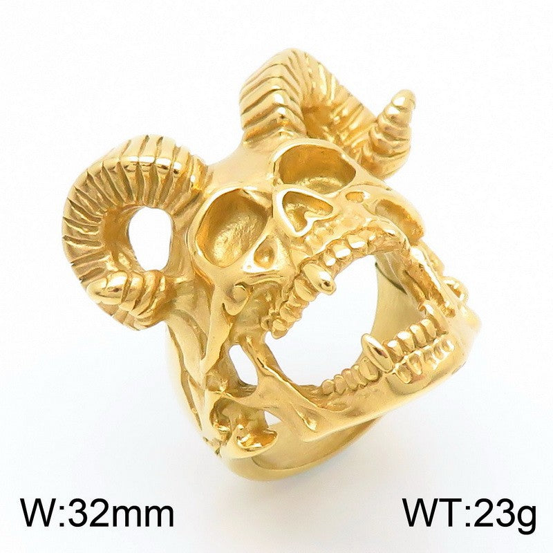 Punk Style Titanium Steel Skull Ring for Men - Retro Claw Design