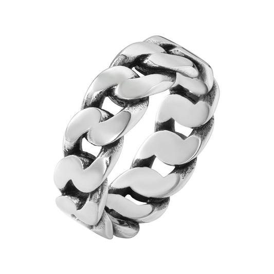 Personalized Retro Titanium Steel Chain Ring for Men - European and American Style