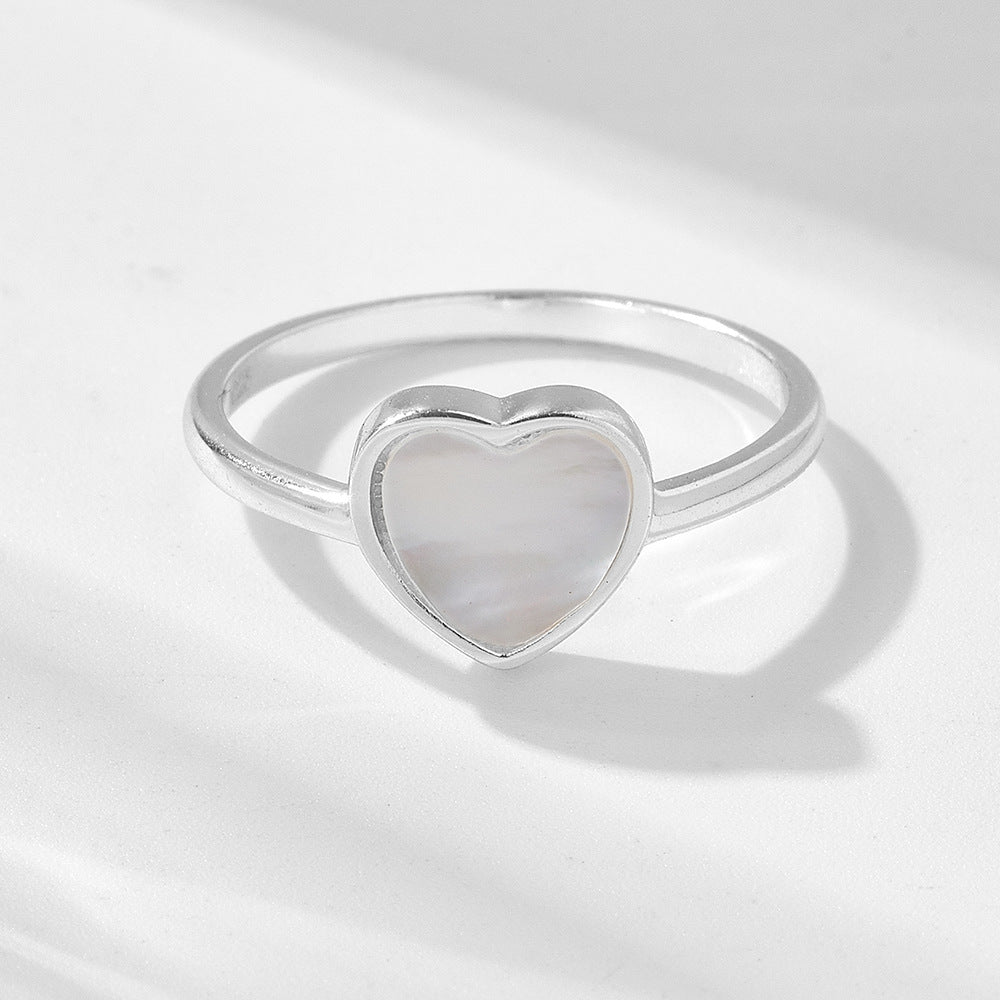 Heart Shape Mother of Pearl Silver Ring