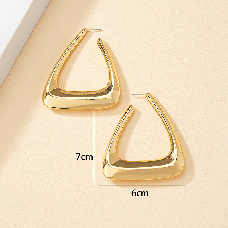 Exaggerated Geometric Gold Earrings - Vienna Verve Collection