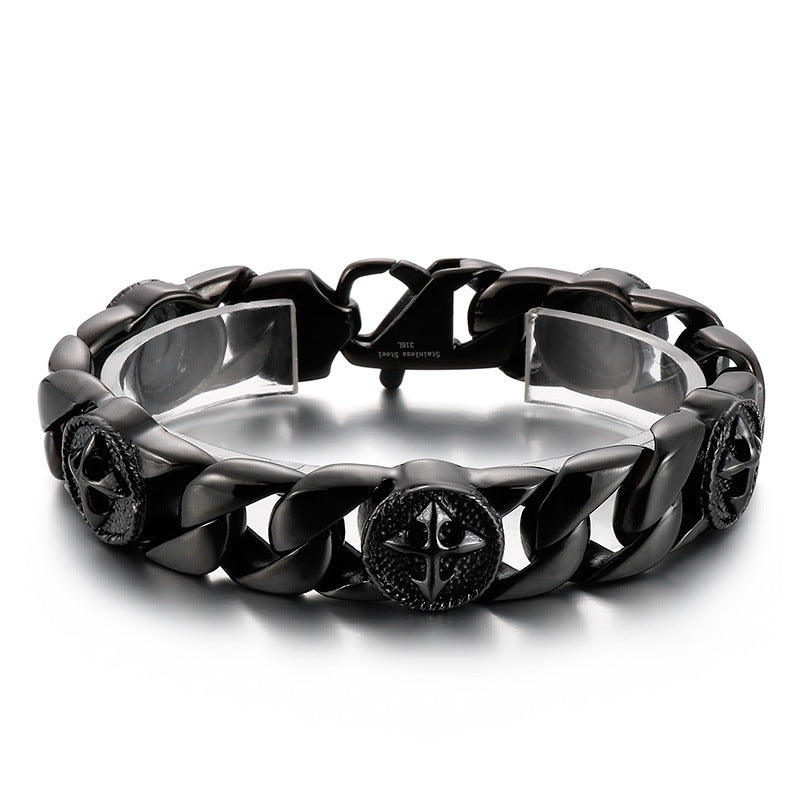 Stylish Titanium Steel Men's Bracelet with Retro Punk Cross Design