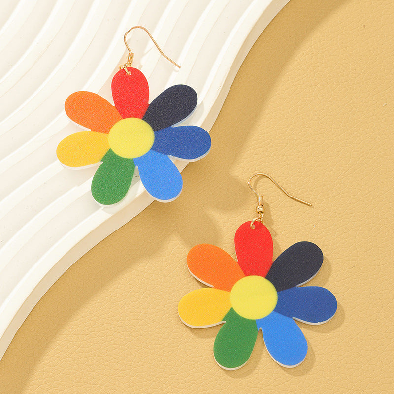 European and American Acrylic Printed Flower Earrings - Vienna Verve Collection