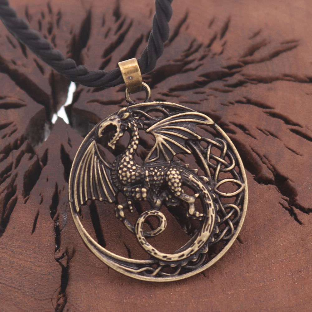 Retro Nordic Dragon Amulet Necklace for Gentlemen