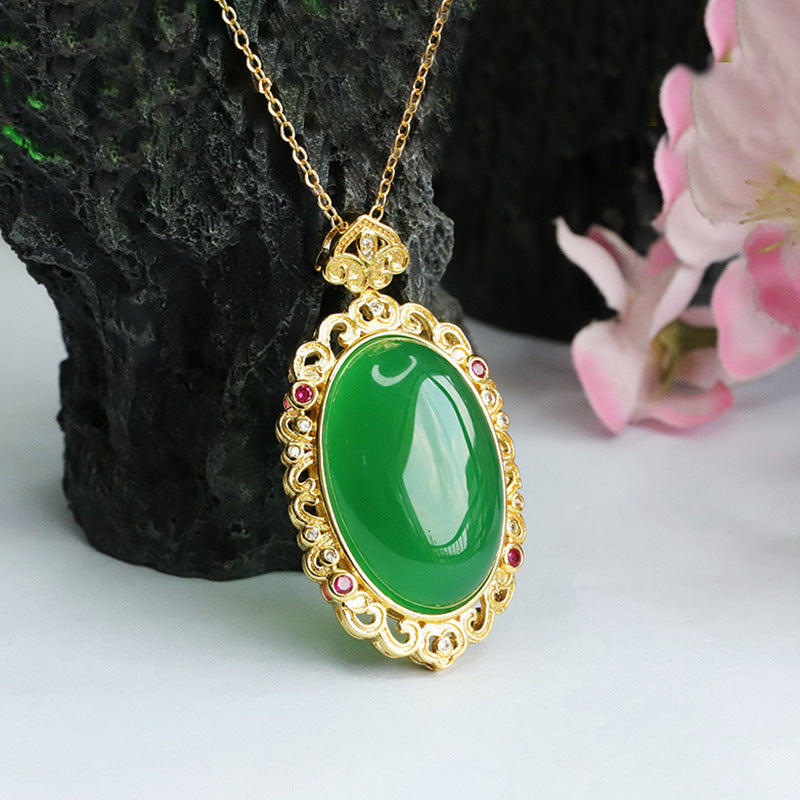 Pigeon Eggs Green Chalcedony Pendant