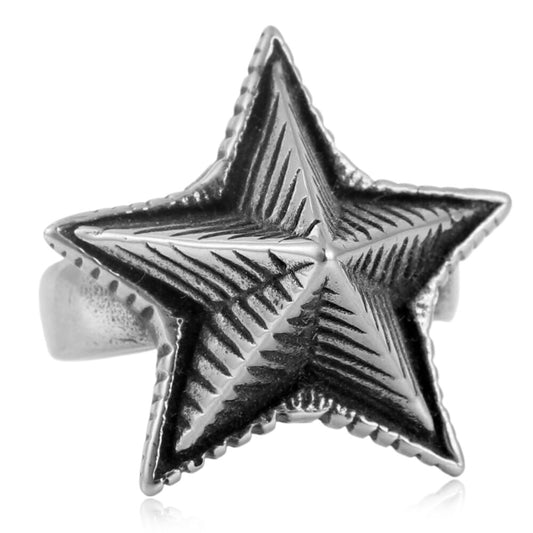 Titanium Steel Pentagram Ring for Men - Retro Trendy Personalized Accessories in European and American Style