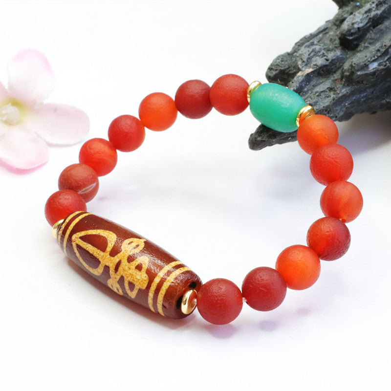 Heavenly Beads and Chalcedony Bracelet with Red Agate