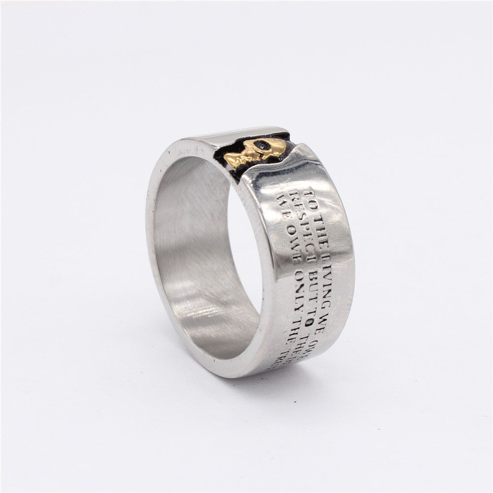 Halloween Skull English Letters Titanium Steel Ring for Men