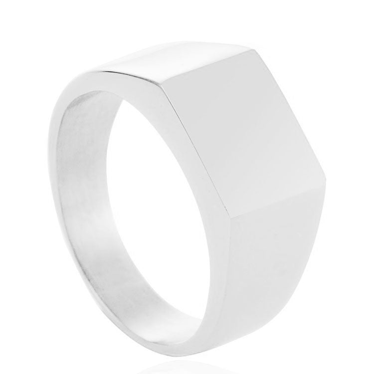 Sleek Titanium Steel Rectangular Ring for Men and Women - Modern Minimalist Accessory