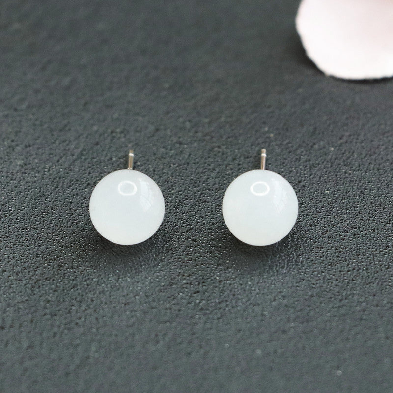 White Jade Sterling Silver Earrings from Fortune's Favor Collection