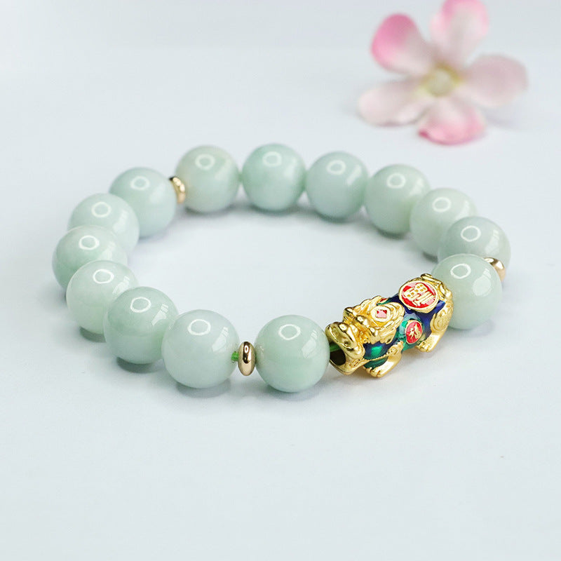 Jade Pixiu Sterling Silver Bracelet - Fortune's Favor Collection