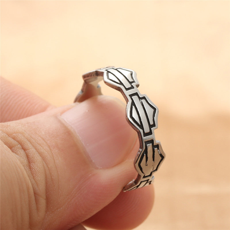 Titanium Steel Viking Shield Ring - Personalized Retro Men's Accessory