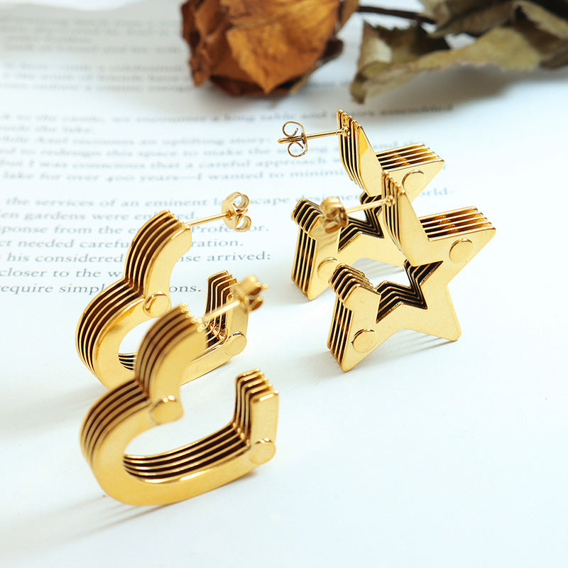 Chic Hong Kong Star Cluster Layered Earrings for Fashionable Commuters