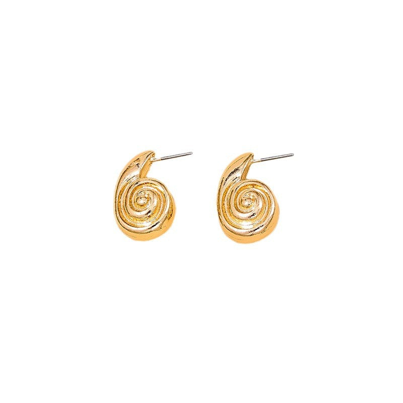 Fashionable Instagram Style Metal Spiral Pattern Women's Earrings