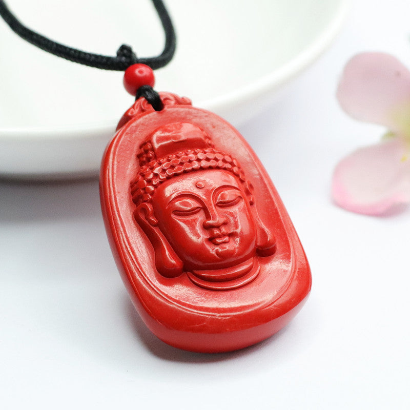 Cinnabar Buddha Head Pendant Cinnabar Pendant Jewelry