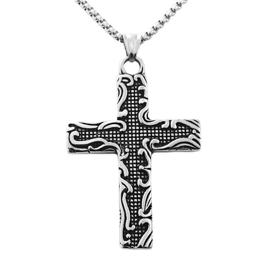 Personalized Retro Titanium Steel Cross Pendant Necklace for Men - Trendy Punk Style