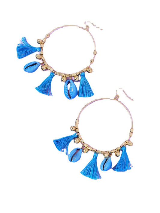 European and American Influence: Ethnic Seashell Tassel Earrings for Women