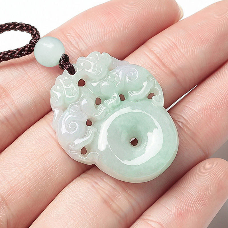 Jade Pixiu Necklace with Sterling Silver Safety Buckle