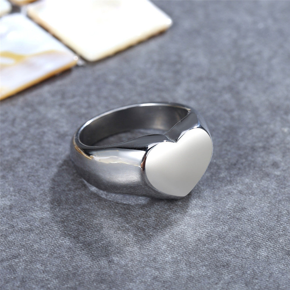 Chic Heart-shaped Titanium Steel Ring for Everyday Wear