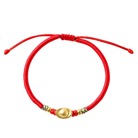 Fortune's Favor Sterling Silver Bracelet with Red Woven Rope - Perfect Gift for Birthdays and Love