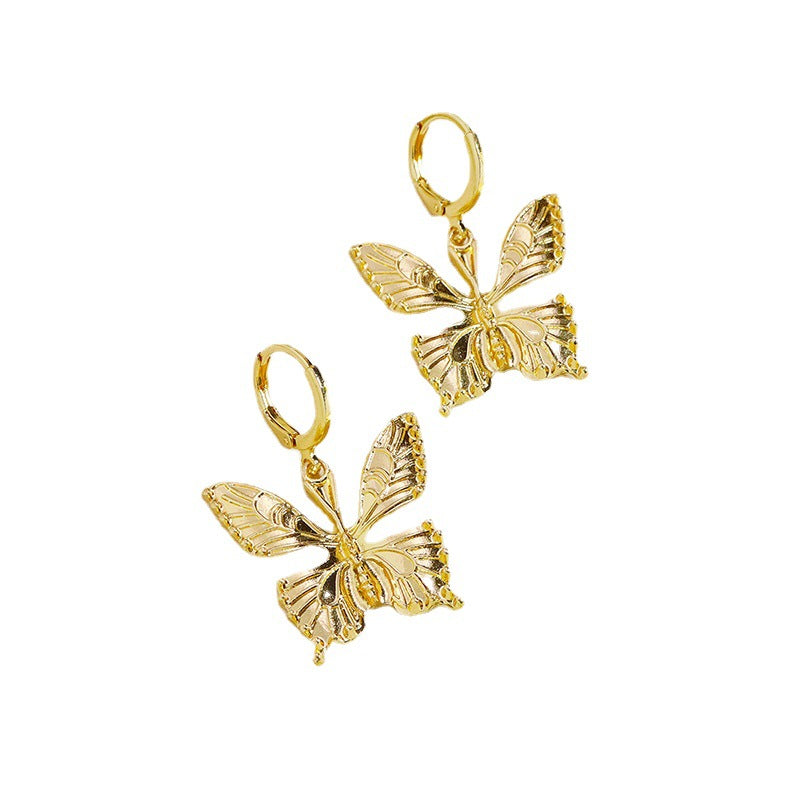 Metallic Butterfly Earrings with Cross-Border Charm