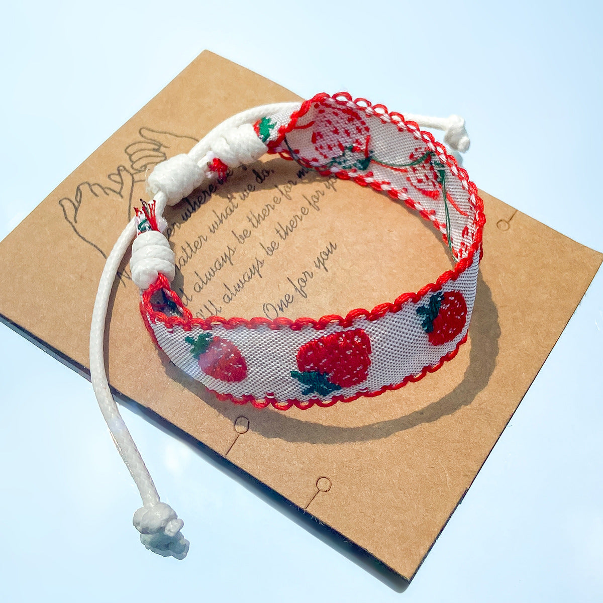 Bohemian Strawberry Fabric Handmade Watch Ribbon Bracelet - Women's Style