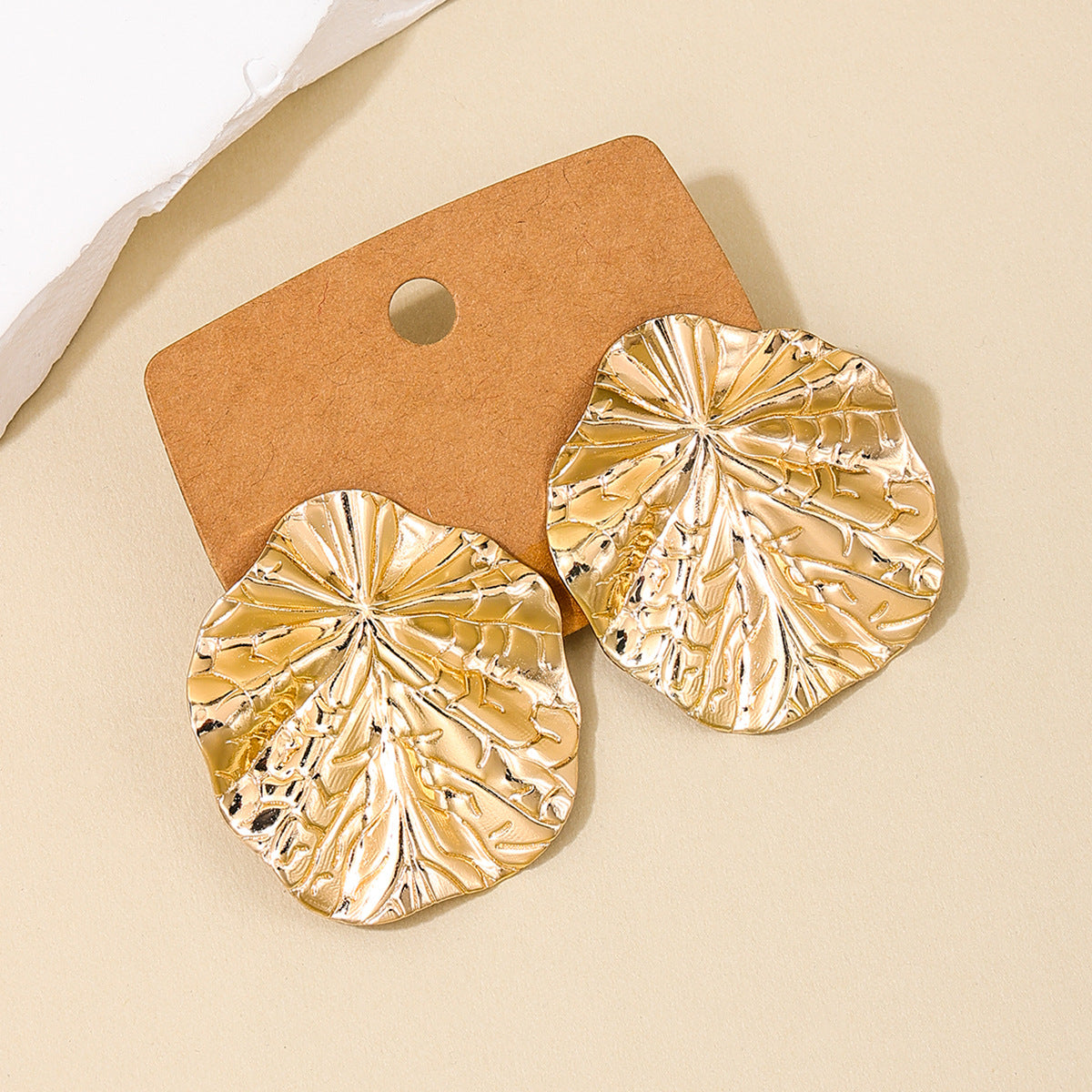 European and American Punk Style Ruffle Leaf Earrings for Women