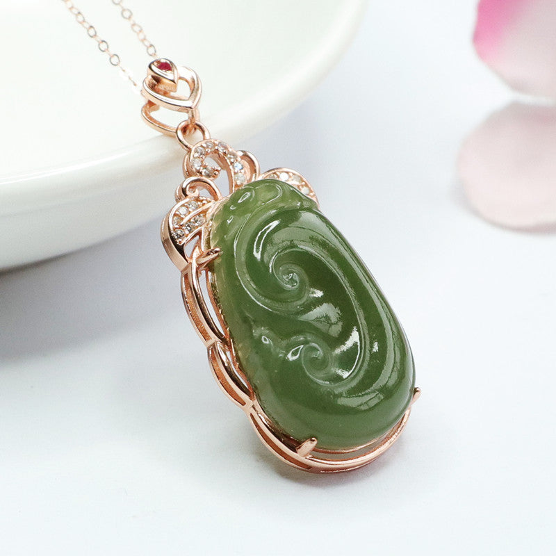 Lake Green Jade Zircon Necklace - Sterling Silver Jewelry