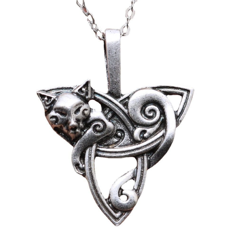 Fox Protector Irish Celtic Knot Pet Necklace for Men - Norse Legacy Viking Triangle Pendant